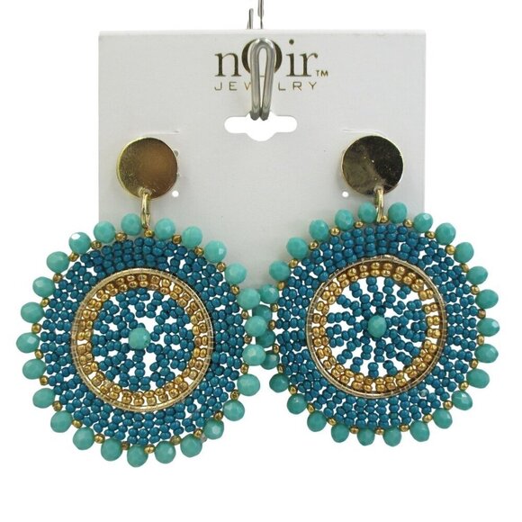 nOir Jewelry Jewelry - nOir Jewelry Faux Turquoise Circle Pendant Earrings Intricate Western Boho NWT